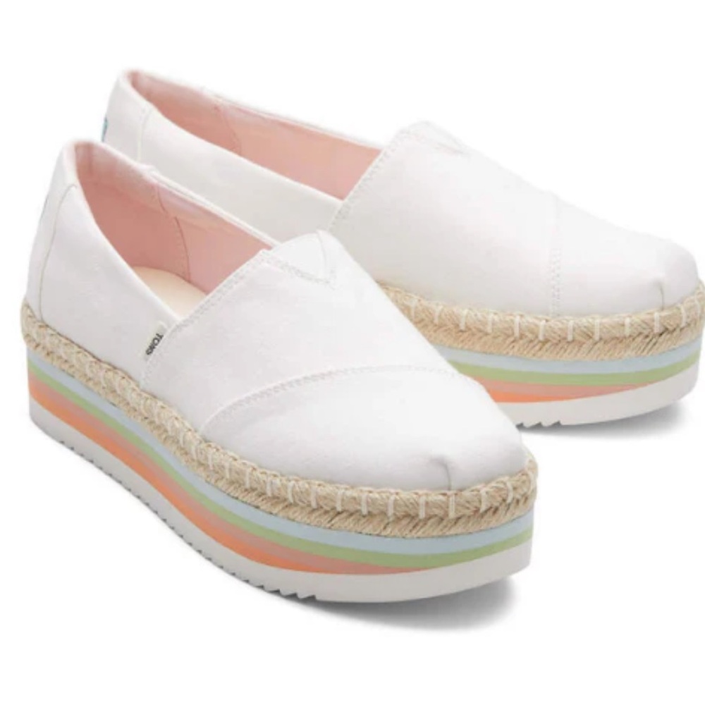 Toms Women's White and Pastel Espadrilles